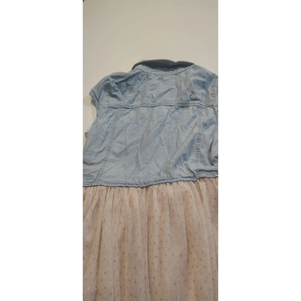 Guess Girl dress denim top tulle skirt size L(14) sparkles button front